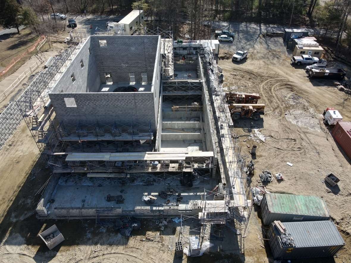 Ongoing Construction of CMU Block Wall at Water Treatment Facility